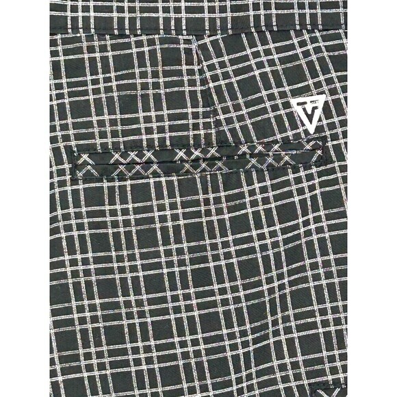 Vurt Mens Size W36x11L Shorts Chino Flat Front Black White Plaid Casual N4 - Picture 9 of 11